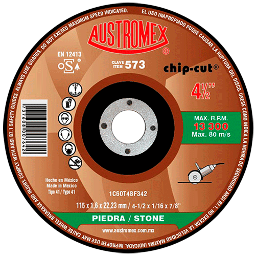 DISCO  C-573 CORTE PIEDRA 4 1/2"X3/64X7/8" CHIP-CUT (25)